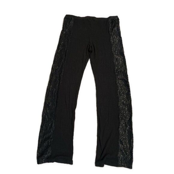 Cosabella Solid Black Italy Side Lace Ribbed Casual Pants Medium - Picture 2 of 4